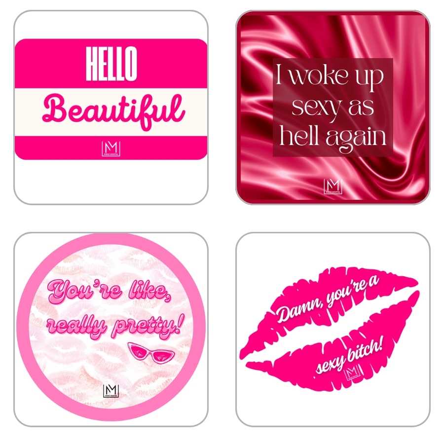 Set of four self-love mirror stickers from the Feelin’ Good Pack by Mirae Mantra