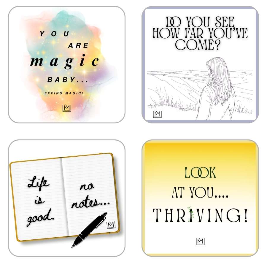 Four-piece set of positive mirror affirmations from the Good Mood Manual Pack